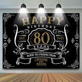 Vintage Gold Black Perfection 80th Birthday Backdrop
